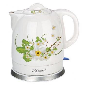 Maestro MR066 Green Electric Kettle 1.5 L 1200 W White Blue Flowers