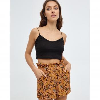 Shorts fluidos de tiro alto con cintura de goma y estampado floral amarillo INSIDE