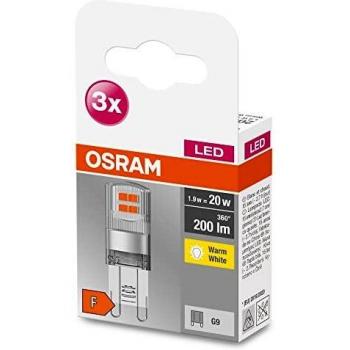 Bombilla LED G9 Osram 1,9W (20W) 200lm 2700K Calido - Paquete de 3 unidades