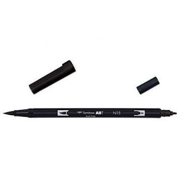 Bolígrafo con dos puntas ABT Dual Brush Fibre-Tip de la marca Tombow , color N15 - black Doppelpack