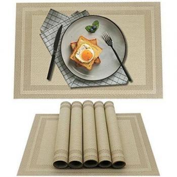 YOLOKE Juego de manteles Individuales 6, Alfombrillas de Vinilo Tejidas con Aislamiento térmico Antideslizante Lavable para Cocina, mesas de Comedor, manteles Individuales 30x45 cm