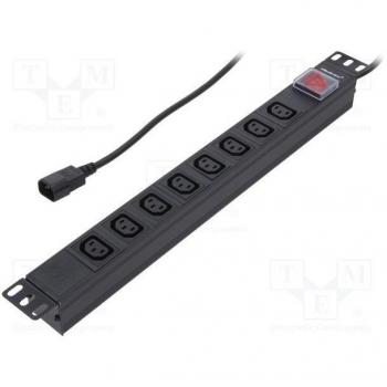 Regleta Rack 8 Enchufes IEC C13 Entrada IEC C14