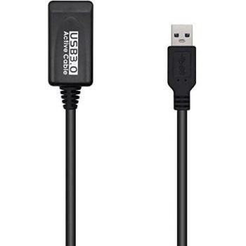 AISENS A105-0525 Cable USB 3.0 prolongador con amplificador, tipo A/M-A/H, negro, 5.0m