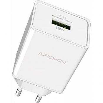 APOKIN® Cargador Ultra Rapido Quick Charge 3.0 USB 3.1A QCAlimentador USB Adaptador de Alimentación y Carga Cargador Compatible Samsung iPhone iPad Huawei Xiaomi OPPO Realme