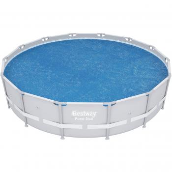BESTWAY 58252 - Cobertor Solar para Piscina Desmontable Ø427 cm Redonda Protege y Calienta el Agua PVC Resistente a los Rayos UV Fácil de Instalar y Almacenar