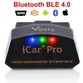 vgate iCar Pro OBD2 Bluetooth 4.0 Diagnóstico de automóvil Lector de código de Falla de Motor automotriz V 2.3 para Sistema Android/iOS, Compatible con App Torque, OBD Car Doctor