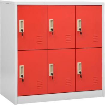 vidaXL Locker Cabinet Light Grey and Red 90x45x92.5 cm Steel