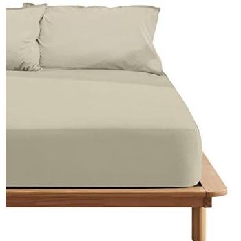 Sábana Bajera Ajustable 100% Algodón Liso Marrón para Cama de 180x200 cm
