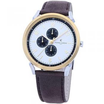 Pierre Cardin Multicolor Men Watch - Contemporary Analog Watch with Brown Leather Strap, Male, Size: ONE SIZE