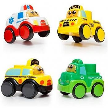 Molto- Caja Blocks 4 Coches, Multicolor