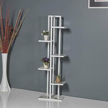 Estantería para Plantas Tohmajärvi 5 Niveles Metal/Aglomerado 120 x 34 x 21 cm Mármol Blanco