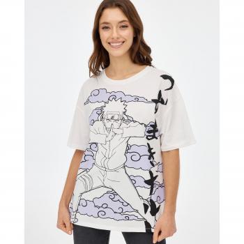 Camiseta oversized de manga larga y cuello redondo con estampado de licencia de Naruto