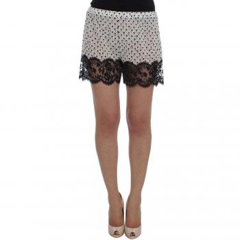 Dolce & Gabbana White Black Floral Lace Silk Sleepwear Shorts - Size S