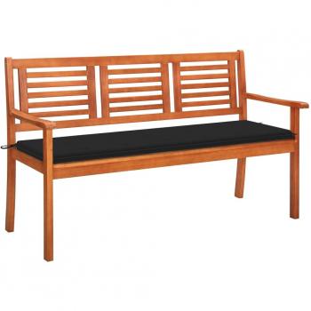 vidaXL 3-Seater Garden Bench with Cushion 150 cm Solid Eucalyptus Wood