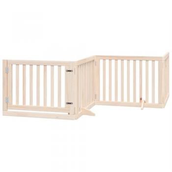 Foldable 10-Panel Dog Gate with Door 800 cm Poplar Wood