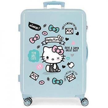 Hello Kitty You Are Cute Maleta Mediana Azul 48x68x26 cms Rígida ABS Cierre combinación 70L 3,7Kgs 4 Ruedas Dobles
