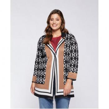 Cárdigan amplio jacquard con estampado y cierre de botón