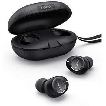 AUKEY Auriculares Inalambricos Bluetooth 5 con Funda de Carga Portátil, IPX5 Impermeable, Espuma de Memoria, Control Táctil, Auriculares Bluetooth para iPhone y Android