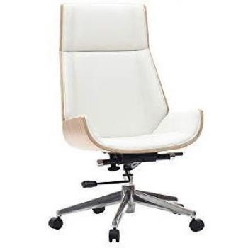 Sillón de oficina moderno Miliboo madera clara y blanca CURVED