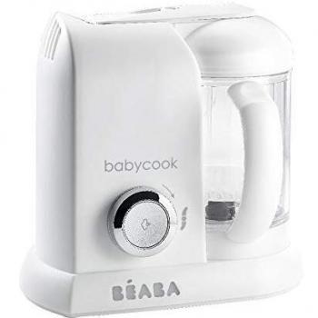 BEABA - Babycook Solo - Baby Food Maker - 4 in 1 : Baby Food Processor, Blender and Cooker - Soft Steamer Cooking - Quick - Food diversification for your Baby - White/Silver