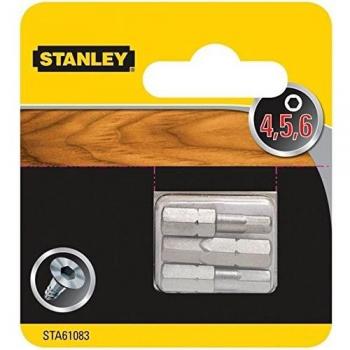 Stanley STA61083-XJ 3 puntas Hexagonales 25 x 4, 5 y 6mm, Blanco, Estandar