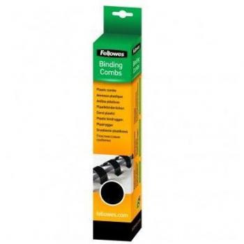 Fellowes Canutillos de Encuadernación Plástico, 8mm, Negro, Capacidad 40 Hojas A4, Pack de 25 Unidades