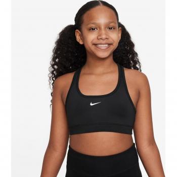 Nike Dri-Fit Swoosh Girls' Sports Bra - Black, Size M
