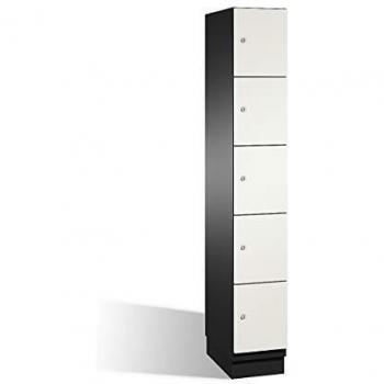 Armario de Compartimentos Bajo Llave C+P Cambio, 5 Compartimentos, Puertas HPL, Color Negro y Blanco