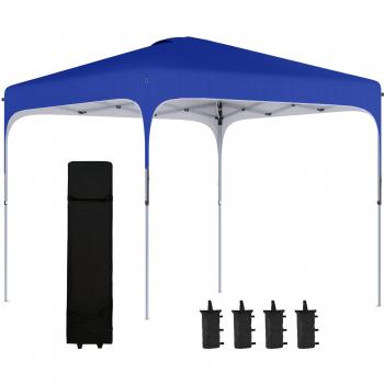Cenador Plegable Outsunny 2,5x2,5x2,68 m con Protección UV y Bolsa de Transporte