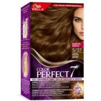 Wella Color Perfect 7 Tinte Permanente 5/37 Castaño Seductor Kit Cobertura de Canas