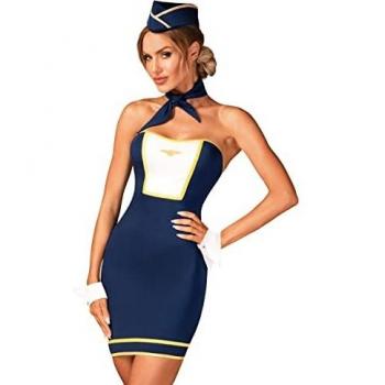 Obsessive Disfraz De Azafata Sexy Stewardess Uniform, Azul Marino,XS-S