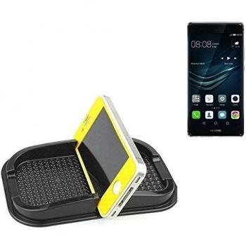 Montaje autoadhesivo de goma para el salpicadero / escritorio, adecuado para Huawei P9 Plus, negro. Incl. Compartimento de almacenamiento para vasos, monedas, llaves, etc. titular salpicadero, titular Smartphone móvil titular de teléfono, taza, soporte 