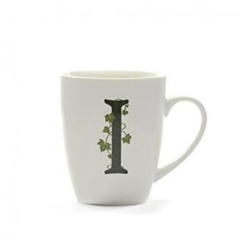 La Porcellana Taza de Letra I, Color Blanco