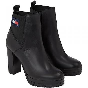 Botines Tommy Jeans Mujer de Piel Negros con Tacón Alto 10cm modelo TJW New Ess
