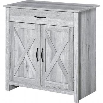 Aparador de Cocina con 1 Cajón 2 Puertas y Estante Interior Ajustable Mueble Auxiliar Decorativo para Comedor Salón 80x39,7x80 cm Gris