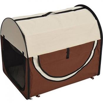 Caja de transporte plegable para perros PawHut, mochila impermeable con almohada, 81 x 56 x 66 cm, color marrón/crema