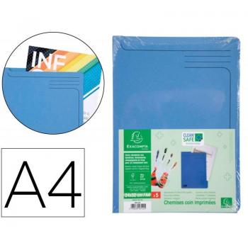 Carpeta dossier uñero Exacompta clean safe cartulina 400 gr Din A4 azul (paquete de 5 unidades)