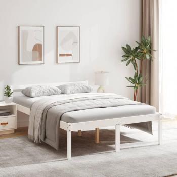 Cama diurna y nocturna para ancianos en madera maciza de pino 135x190 cm, color blanco, doble