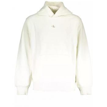 Calvin Klein Men's Elegant White Logo Hooded Sweatshirt - Size M