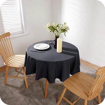 Amazon Brand - Umi Mantel Impermeable Mesa Redondo contra la Mancha 1 Pieza 140cm Gris Oscuro