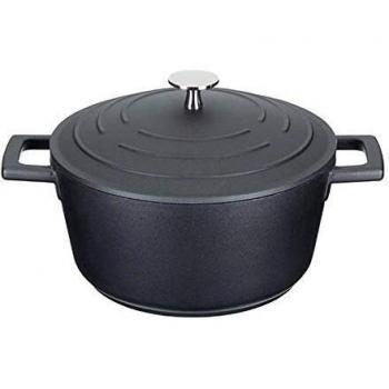 MasterClass Cazuela Ligera con Tapa, Aluminio Fundido, Negro, 2,5 Litros / 20 cm