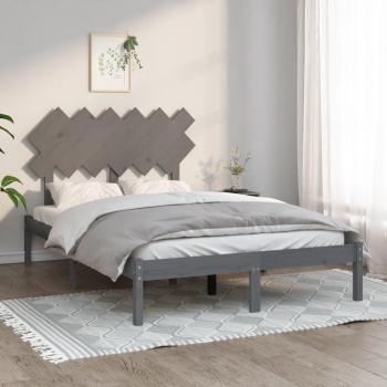 Estructura de cama doble de madera maciza gris 135x190 cm