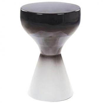 Mesa Auxiliar Decorativa de Metal Blanco y Negro Tibito