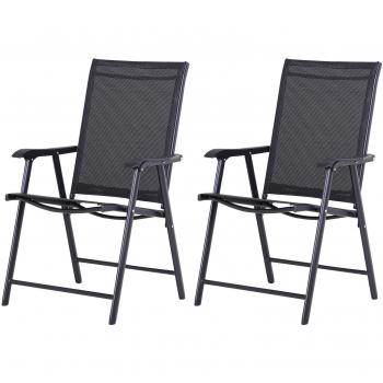Pack de 2 Sillas Plegables para Exterior con Reposabrazos Outsunny