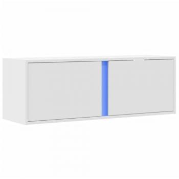 Mueble de TV de pared con luces LED blanco 100x31x35 cm