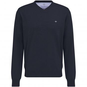 Pullover de punto FYNCH HATTON azul marino con V-Ausschnitt, 100% algodón, tamaño L