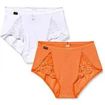 Playtex Coton Et Dentelle Slip Midi X2 Deslizamiento Completo, Rose Sable/Blanc, Large para Mujer