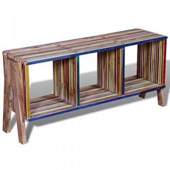 vidaXL Mesa de TV teca reciclada con 3 cajones apilables, Multicolor