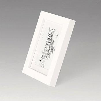 Marco de Fotos 10 x 15 cm con Paspartú para foto de 7 x 11 cm - Madera de Pino - 1 Marco - Grosor del Marco 2 cm - Frente de Vidrio - Color Blanco