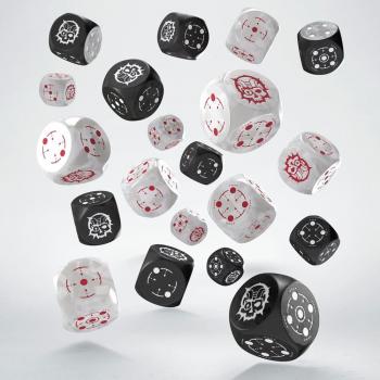 Dados Compactos D6 Q-Workshop Crosshairs: Negro y Perla para Juegos de Mesa RPG (14+)